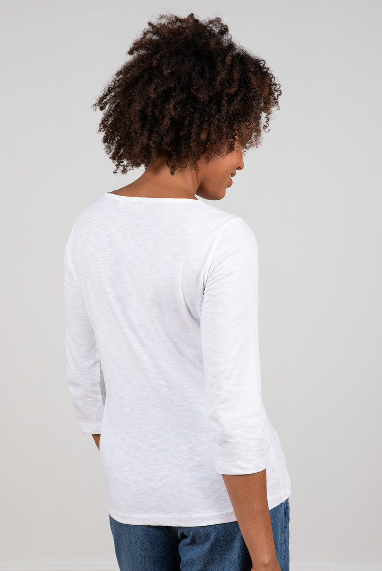 White Monica 3/4 Sleeve Plain Top – Jessie Juniper