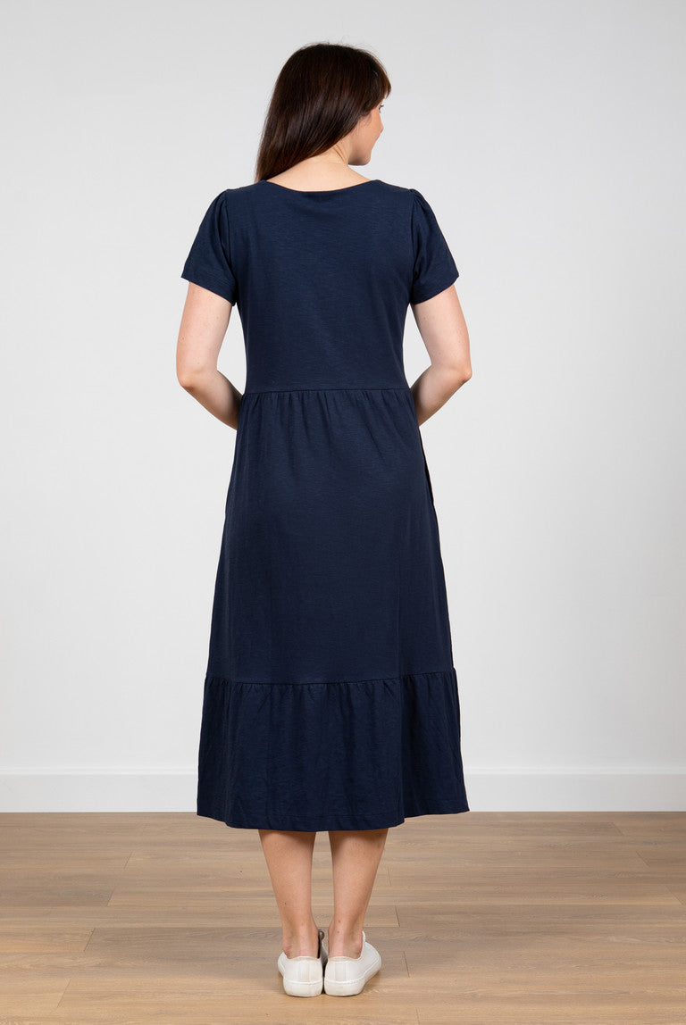 Lily and Me Spring Midi Dress Plain Navy Blue