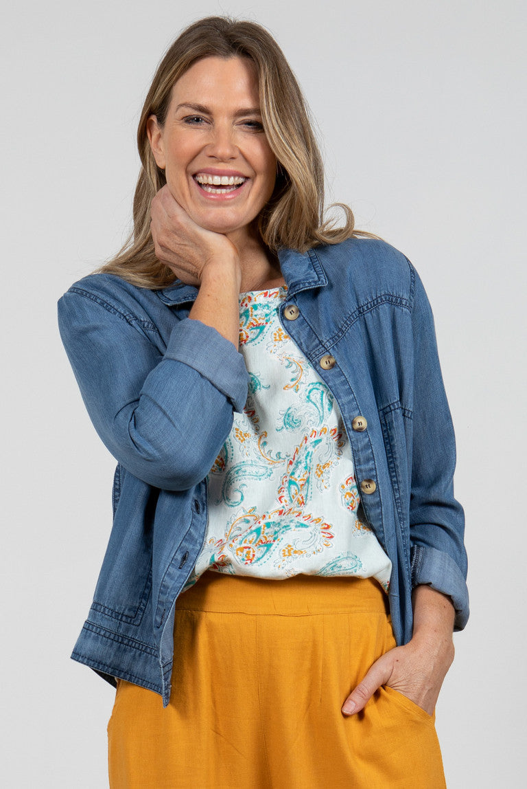 Lily and Me Southwestern Jacket Plain Blue Blue