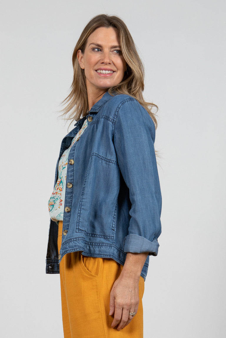 Lily and Me Southwestern Jacket Plain Blue Blue