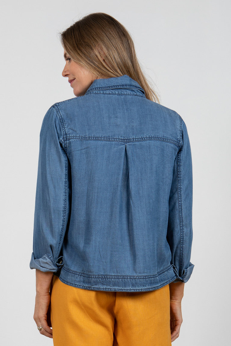 Lily and Me Southwestern Jacket Plain Blue Blue