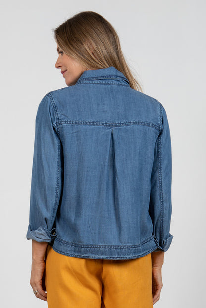 Lily and Me Southwestern Jacket Plain Blue Blue