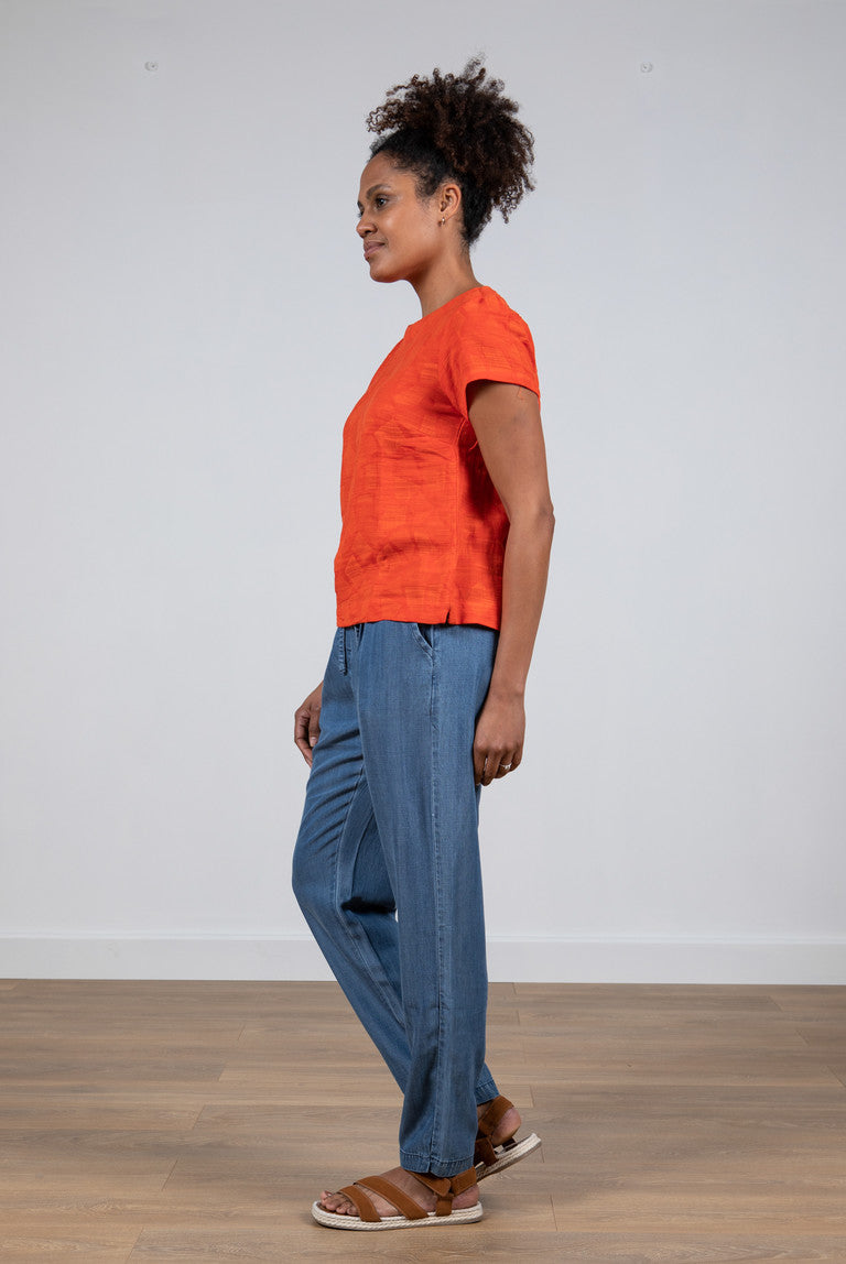 Lily and Me Rosali Top Jacquard Cotton Poppy Red