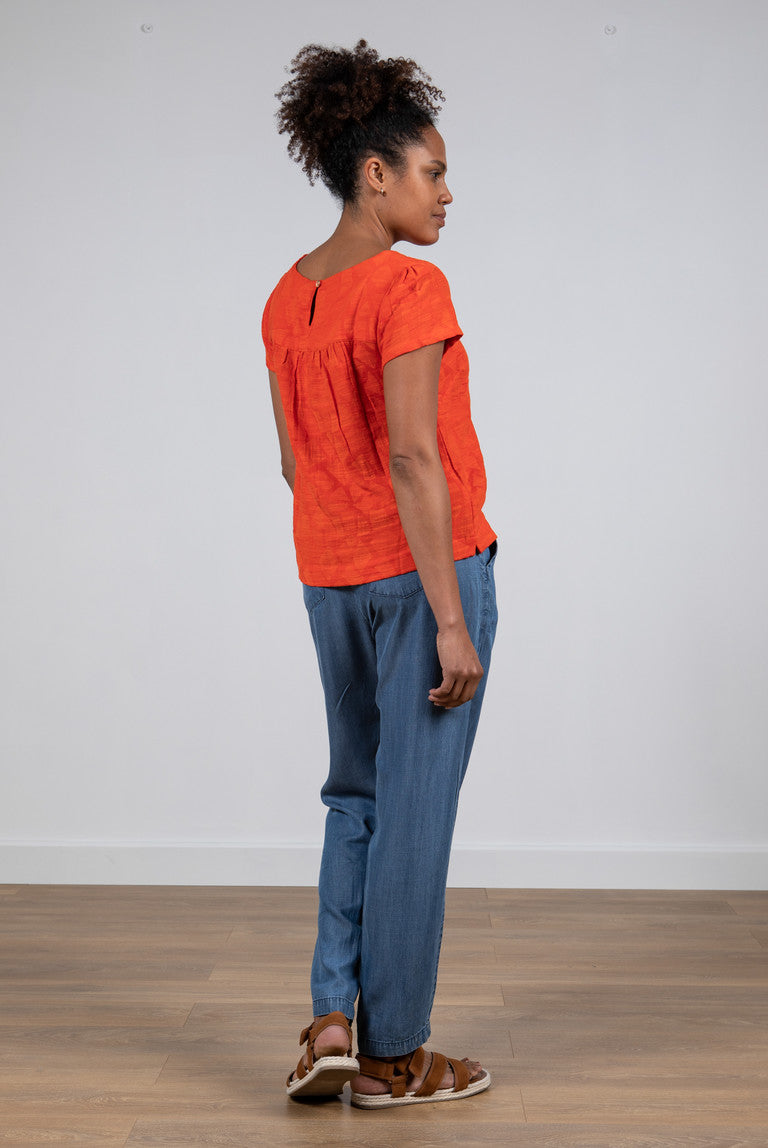 Lily and Me Rosali Top Jacquard Cotton Poppy Red