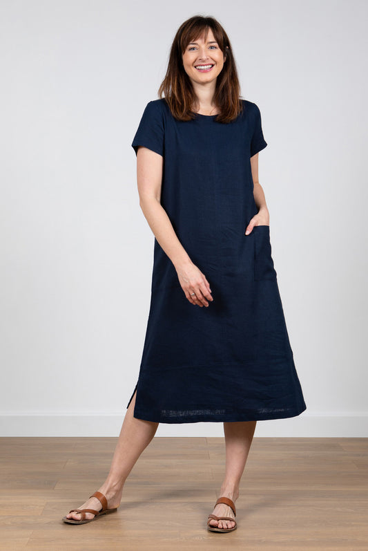Lily and Me Summer Breeze Dress Plain Navy Blue
