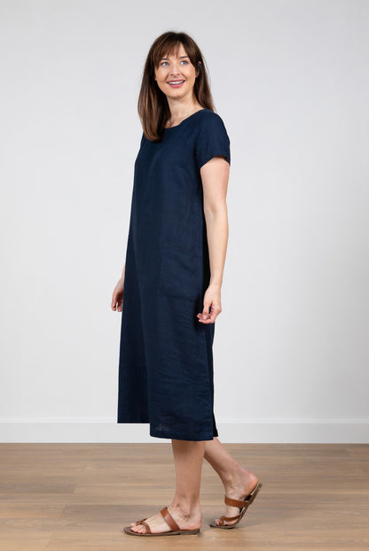 Lily and Me Summer Breeze Dress Plain Navy Blue