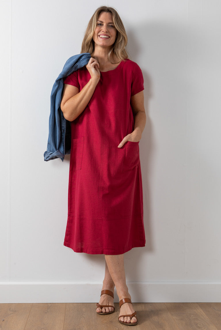 Lily and Me Summer Breeze Dress Plain Raspberry Red