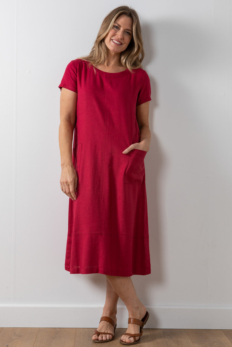Lily and Me Summer Breeze Dress Plain Raspberry Red