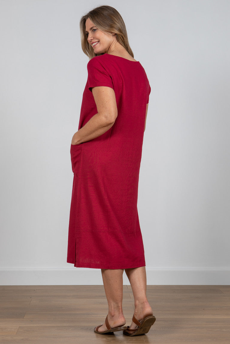 Lily and Me Summer Breeze Dress Plain Raspberry Red