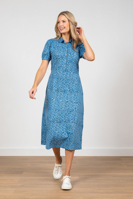 Lily and Me Budding Dress Textured Blue Blue