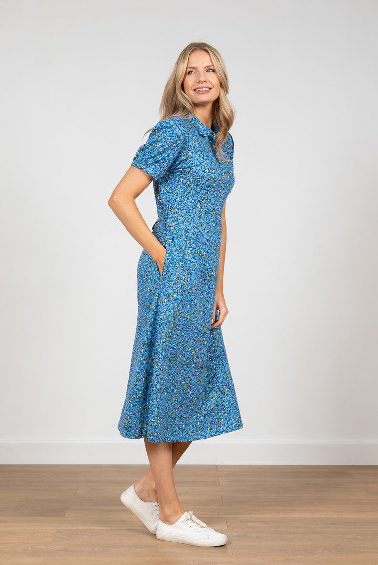Lily and Me Budding Dress Textured Blue Blue