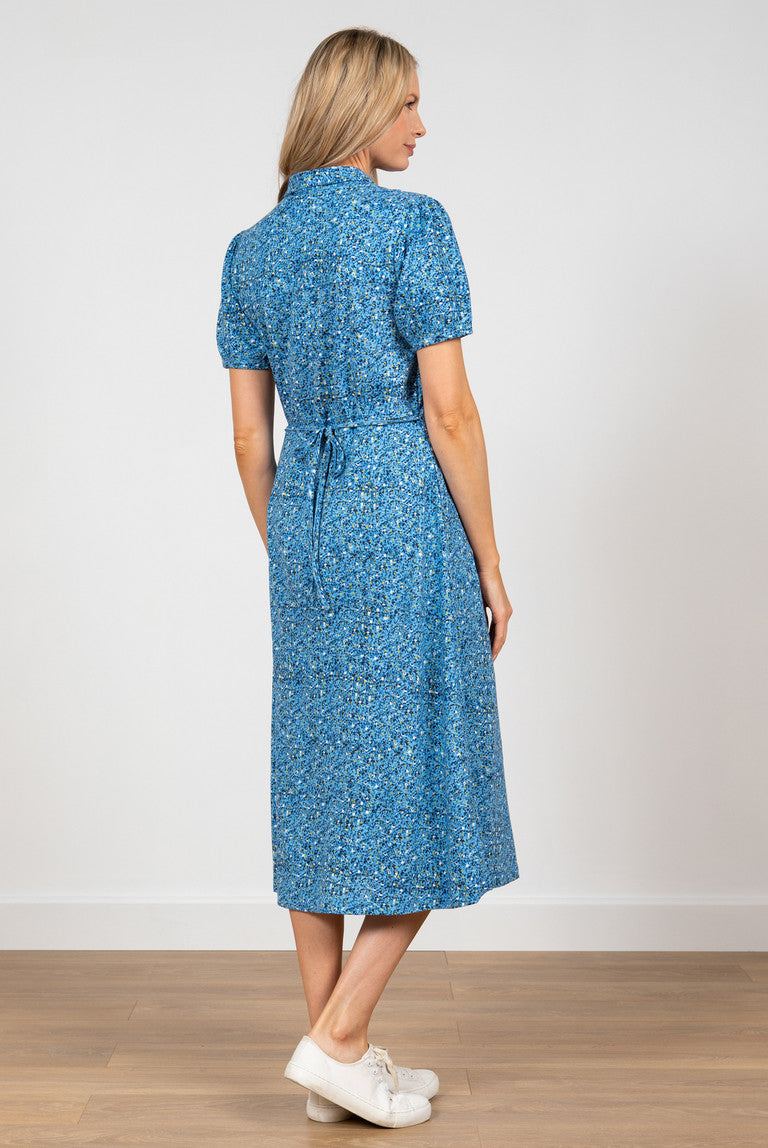 Lily and Me Budding Dress Textured Blue Blue