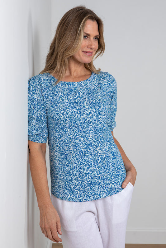 Lily and Me Mono Dots Top Blue Meadow Blue