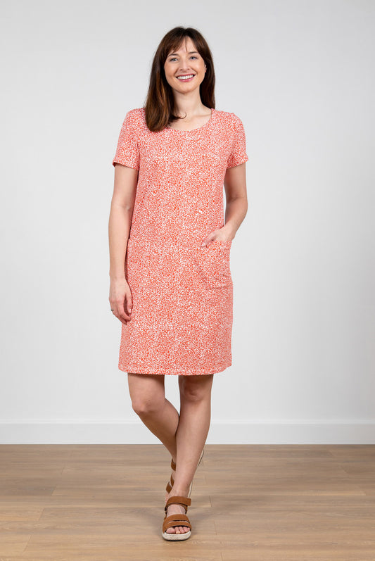 Lily and Me Mono Dots Calcot Dress Poppy Orange