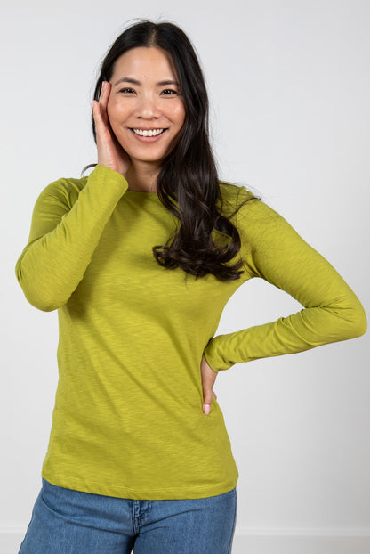 Lily and Me Monica Top Plain Slub Green Lime Green