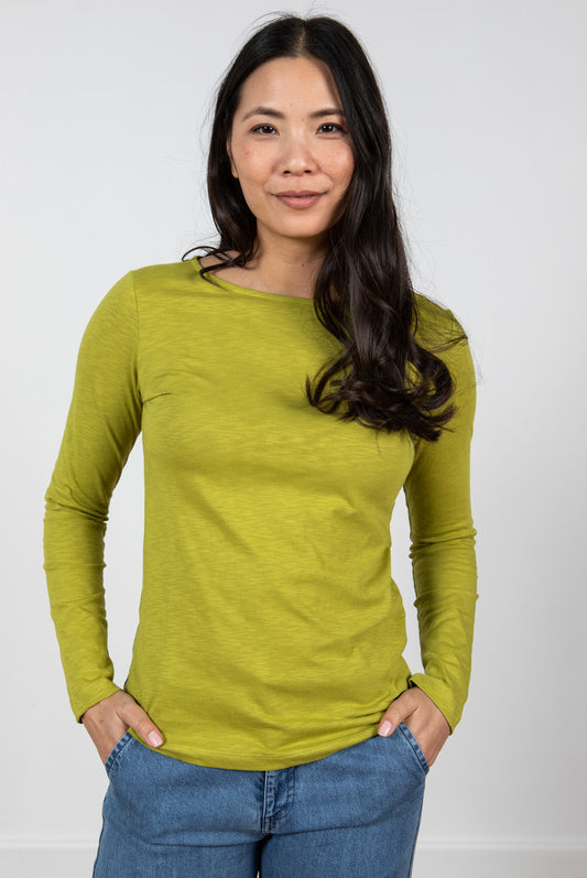 Lily and Me Monica Top Plain Slub Green Lime Green