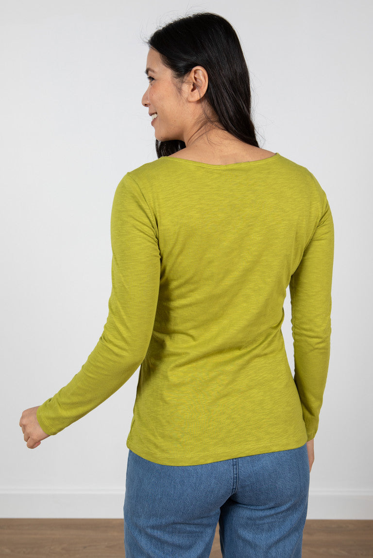Lily and Me Monica Top Plain Slub Green Lime Green