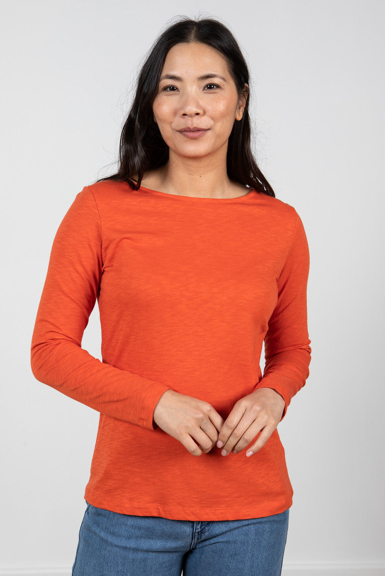 Lily and Me Monica Top Plain Slub Orange Orange