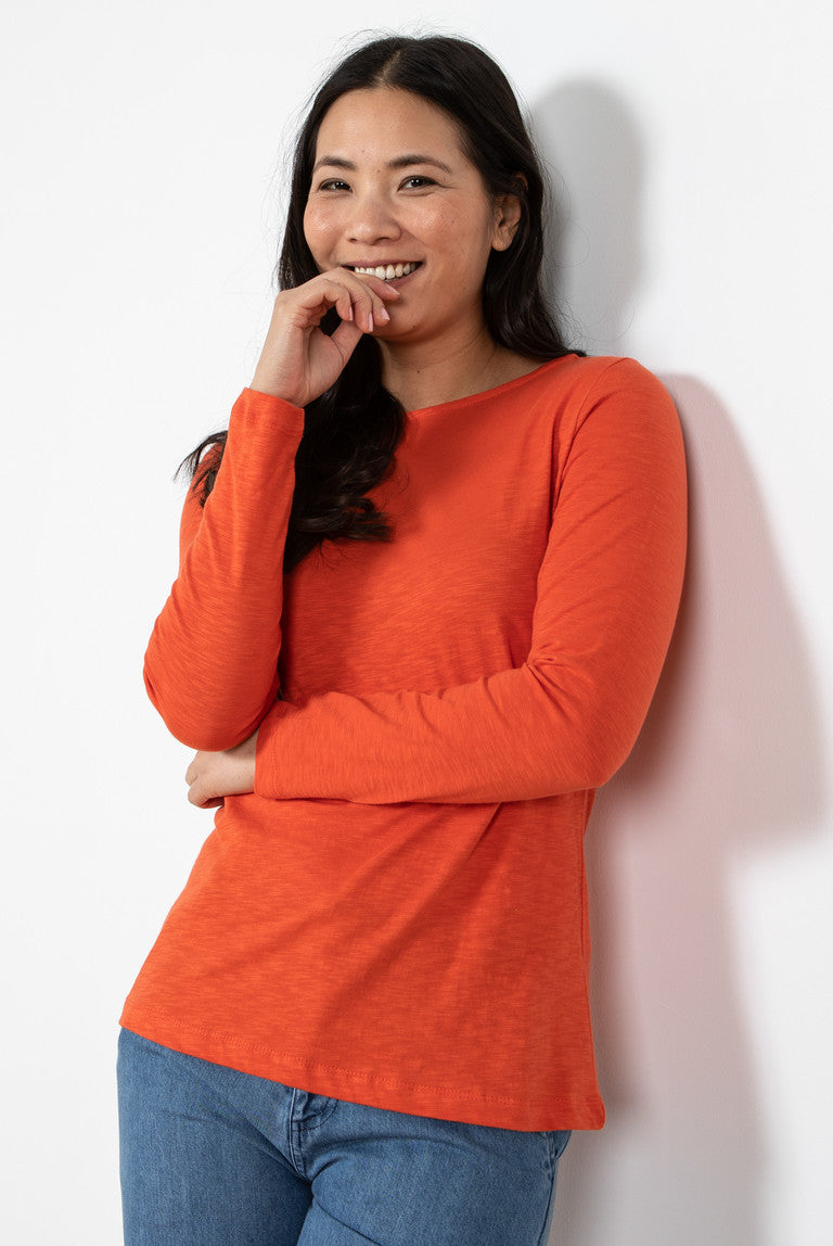 Lily and Me Monica Top Plain Slub Orange Orange