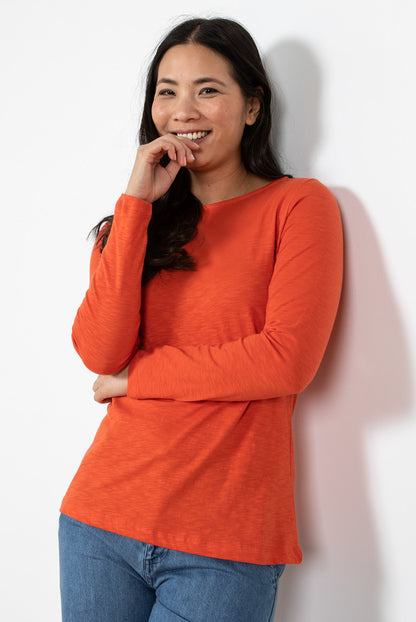 Lily and Me Monica Top Plain Slub Orange Orange
