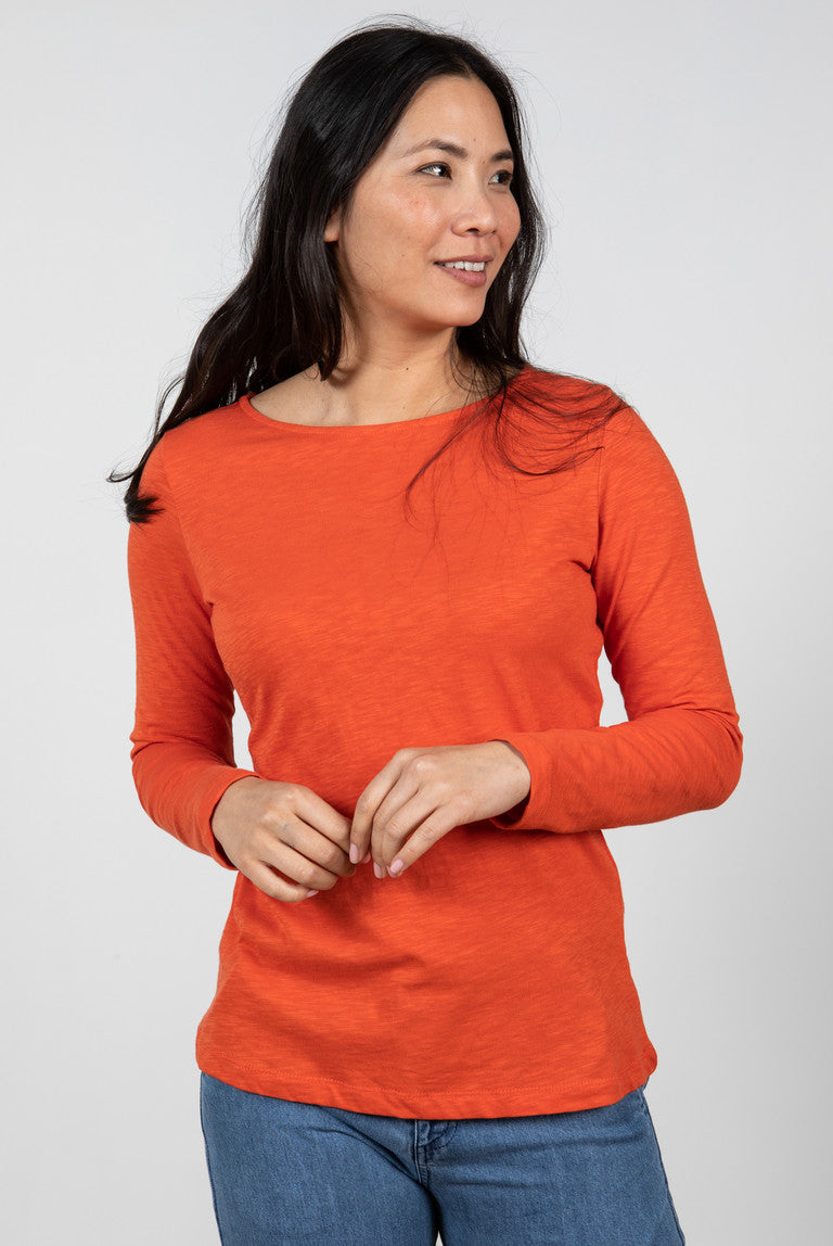 Lily and Me Monica Top Plain Slub Orange Orange