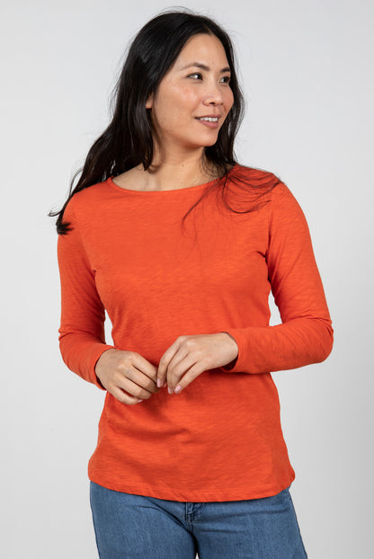 Lily and Me Monica Top Plain Slub Orange Orange