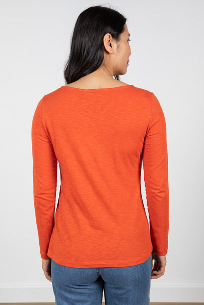 Lily and Me Monica Top Plain Slub Orange Orange