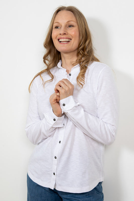 Lily and Me Hailey Frill Shirt Plain Slub White White
