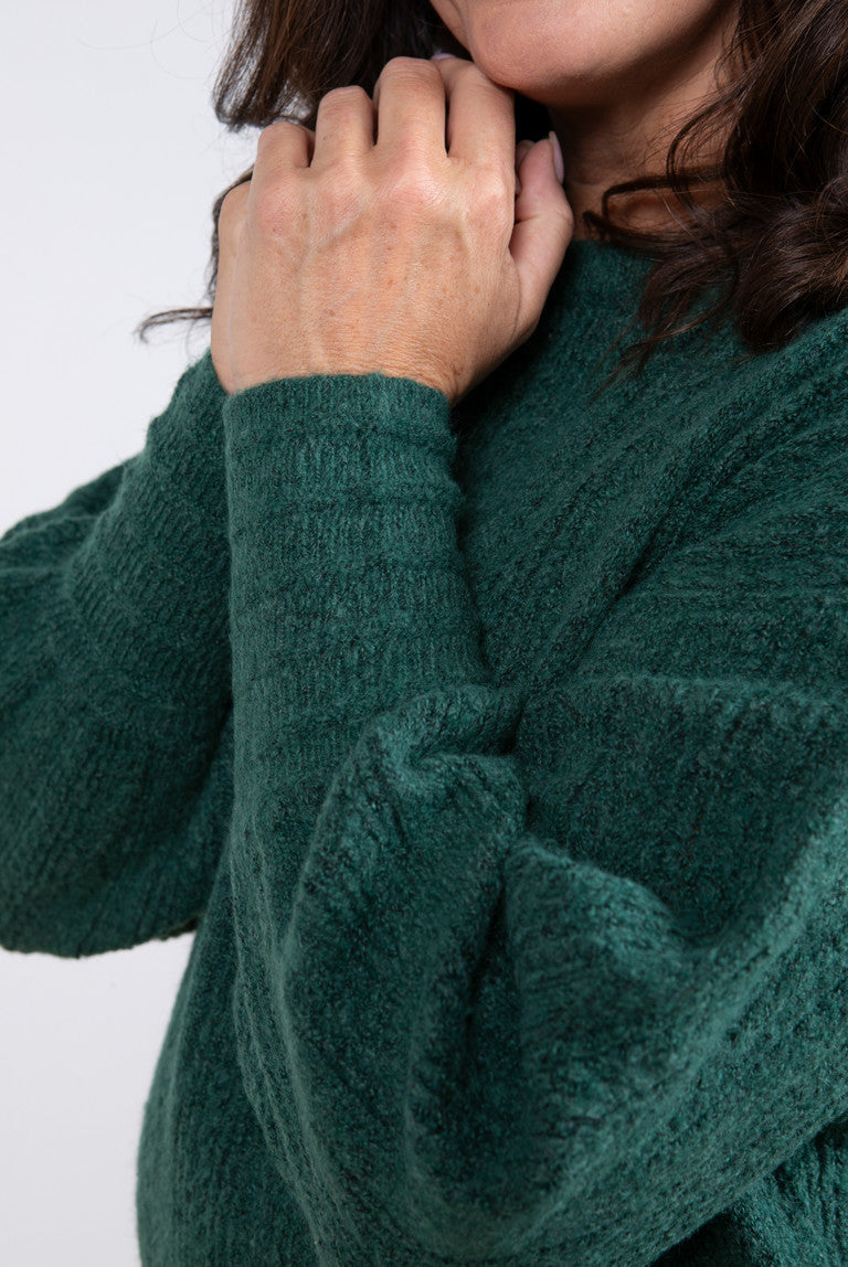 Lily and Me Cornwell Pointelle Jumper Plain Green Green