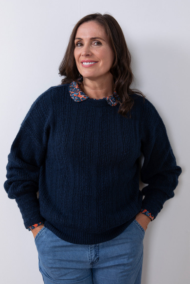Cornwell Pointell Jumper Plain Navy – Jessie Juniper