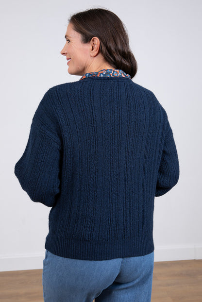 Lily and Me Cornwell Pointell Jumper Plain Navy Blue