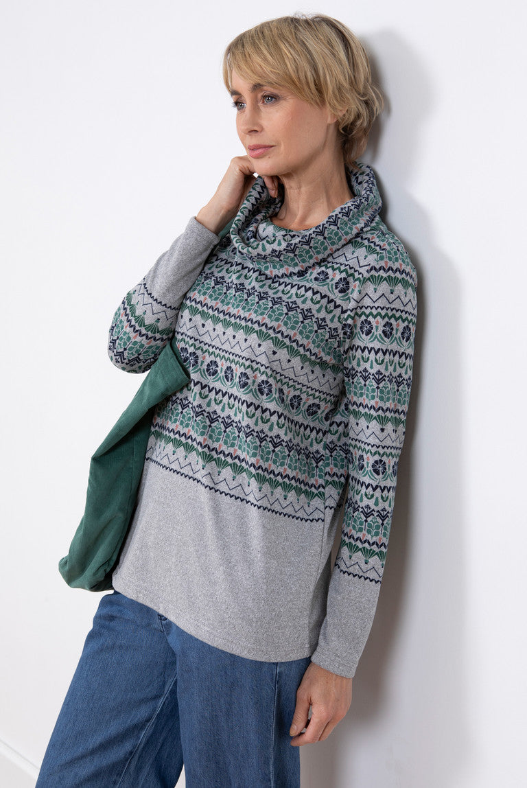 Lily and Me Relaxed Everyday Jumper Fairisle Grey Grey