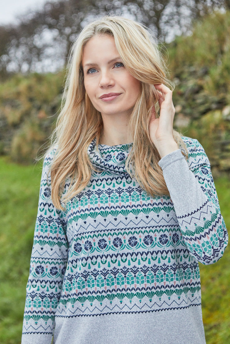 Lily and Me Relaxed Everyday Jumper Fairisle Grey Grey