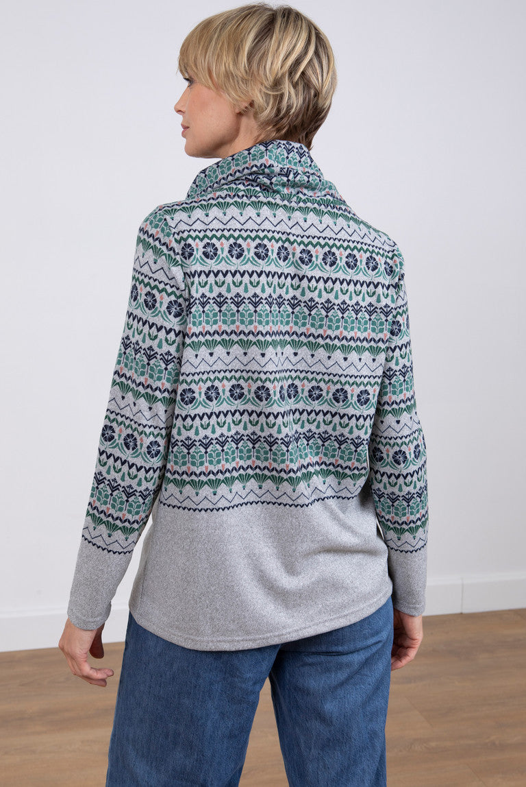 Lily and Me Relaxed Everyday Jumper Fairisle Grey Grey