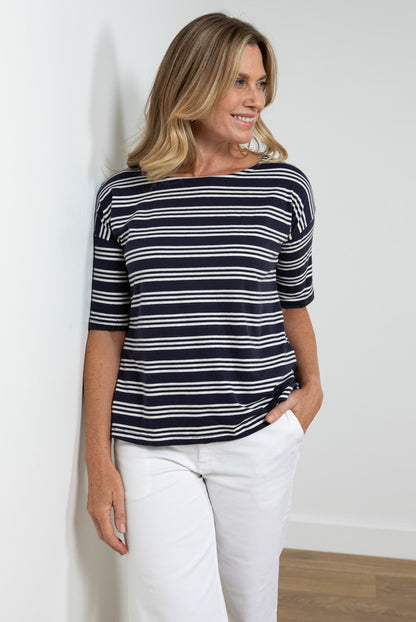 Lily and Me Blockley Top Basic Stripe Navy