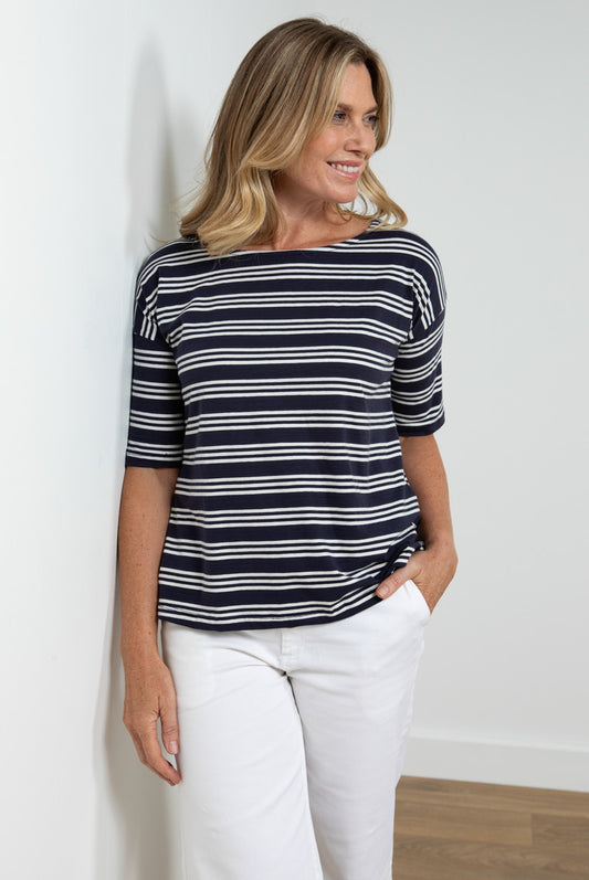 Lily and Me Blockley Top Basic Stripe Navy