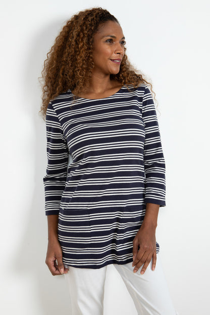 Lily and Me Costal Tunic Basic Stripe White