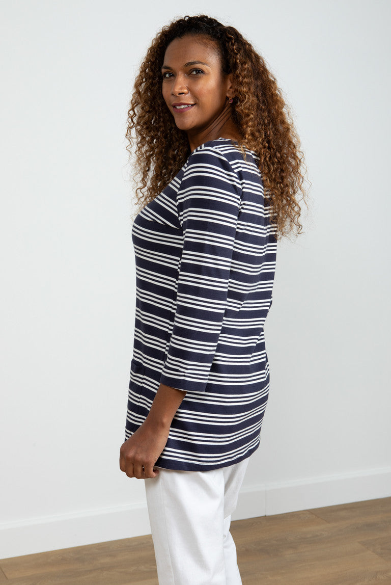 Lily and Me Costal Tunic Basic Stripe White