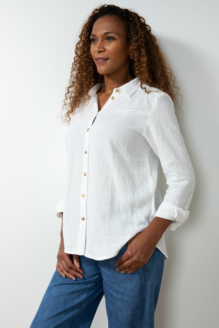 Lily and Me Savannah Double Cloth Shirt White