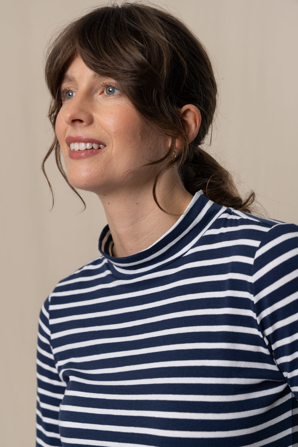 Stripe Ruth Turtle Neck Top