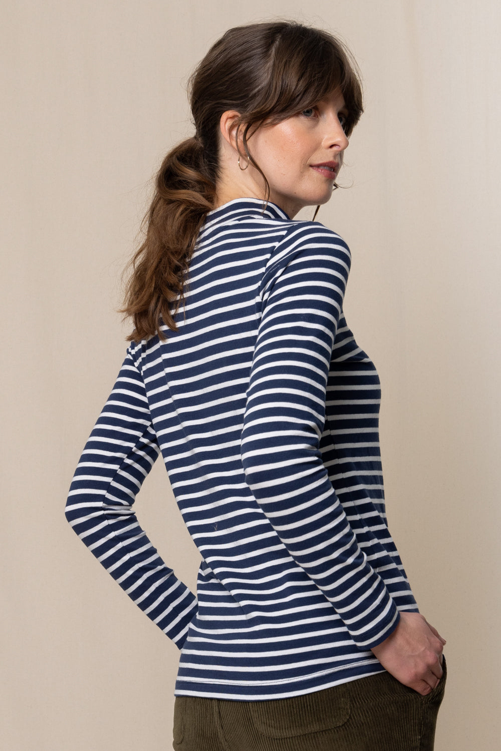 Stripe Ruth Turtle Neck Top