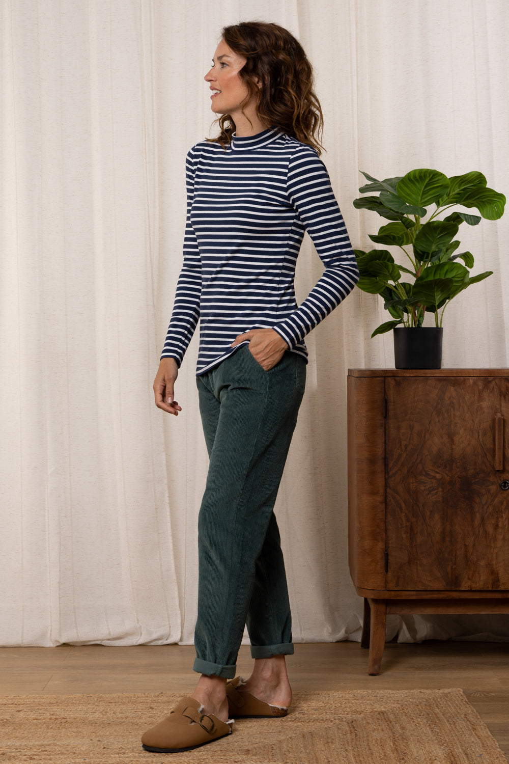 Stripe Ruth Turtle Neck Top