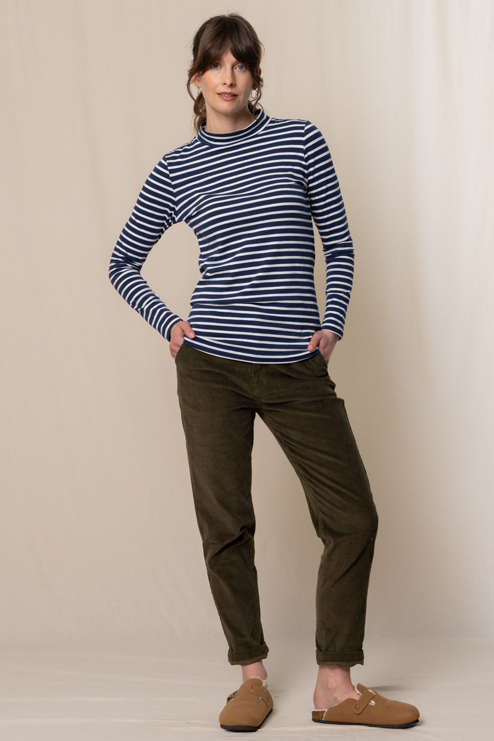 Stripe Ruth Turtle Neck Top