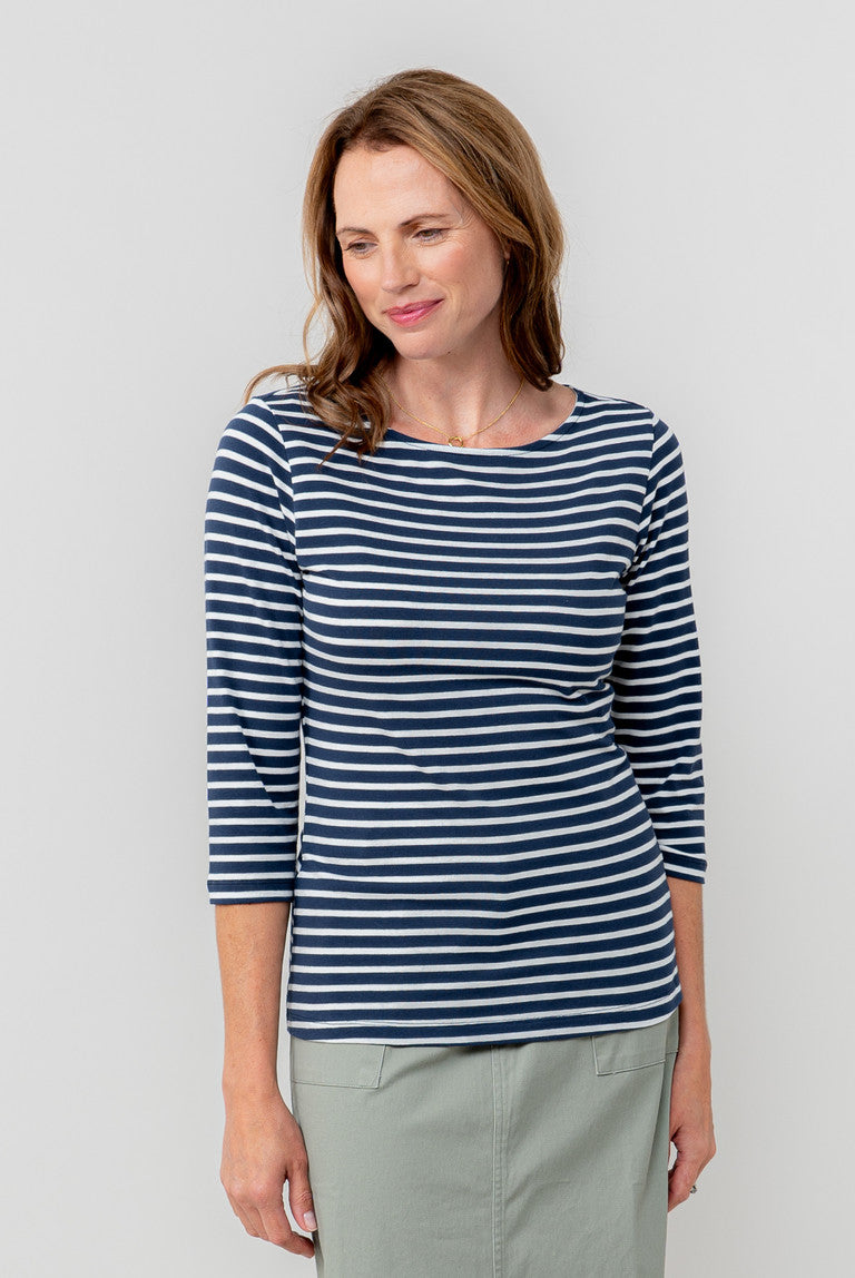 Stripe 3/4 Sleeve Monica Top