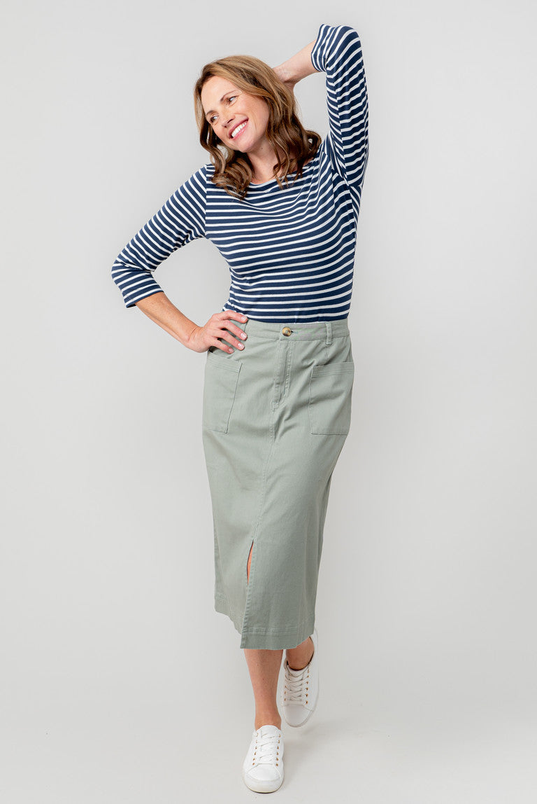 Stripe 3/4 Sleeve Monica Top