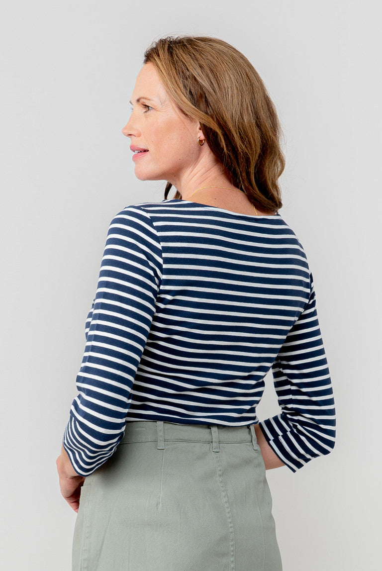 Stripe 3/4 Sleeve Monica Top