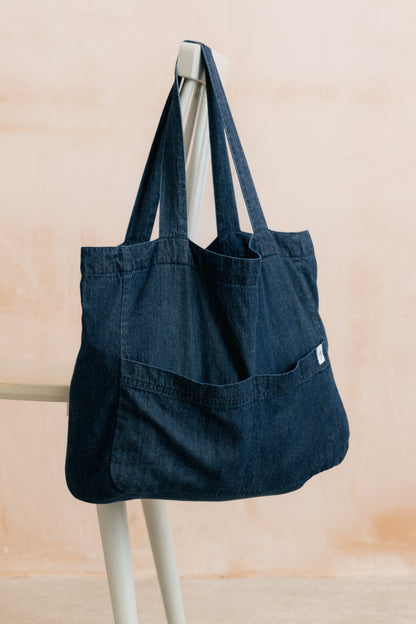 Linen Denim Shopper Bag