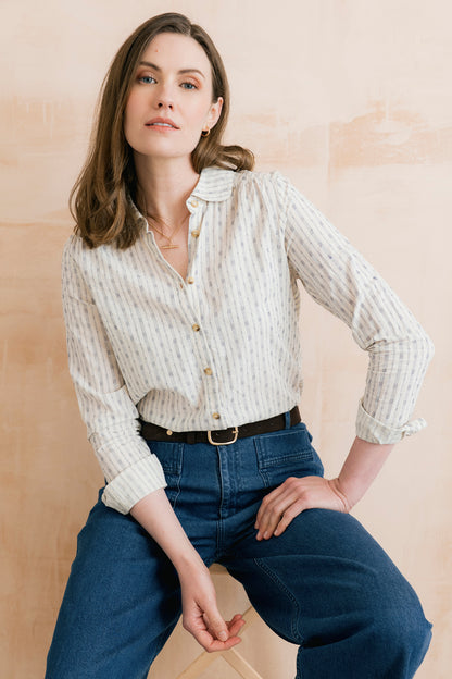 Emroidered Geo Stripe Beech Shirt