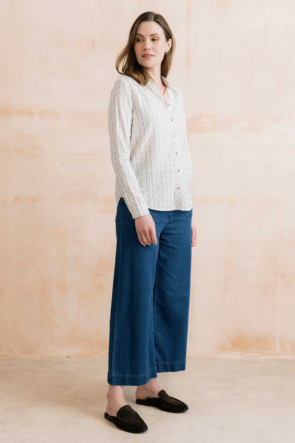 Emroidered Geo Stripe Beech Shirt