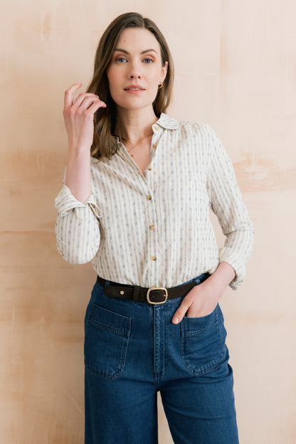 Emroidered Geo Stripe Beech Shirt